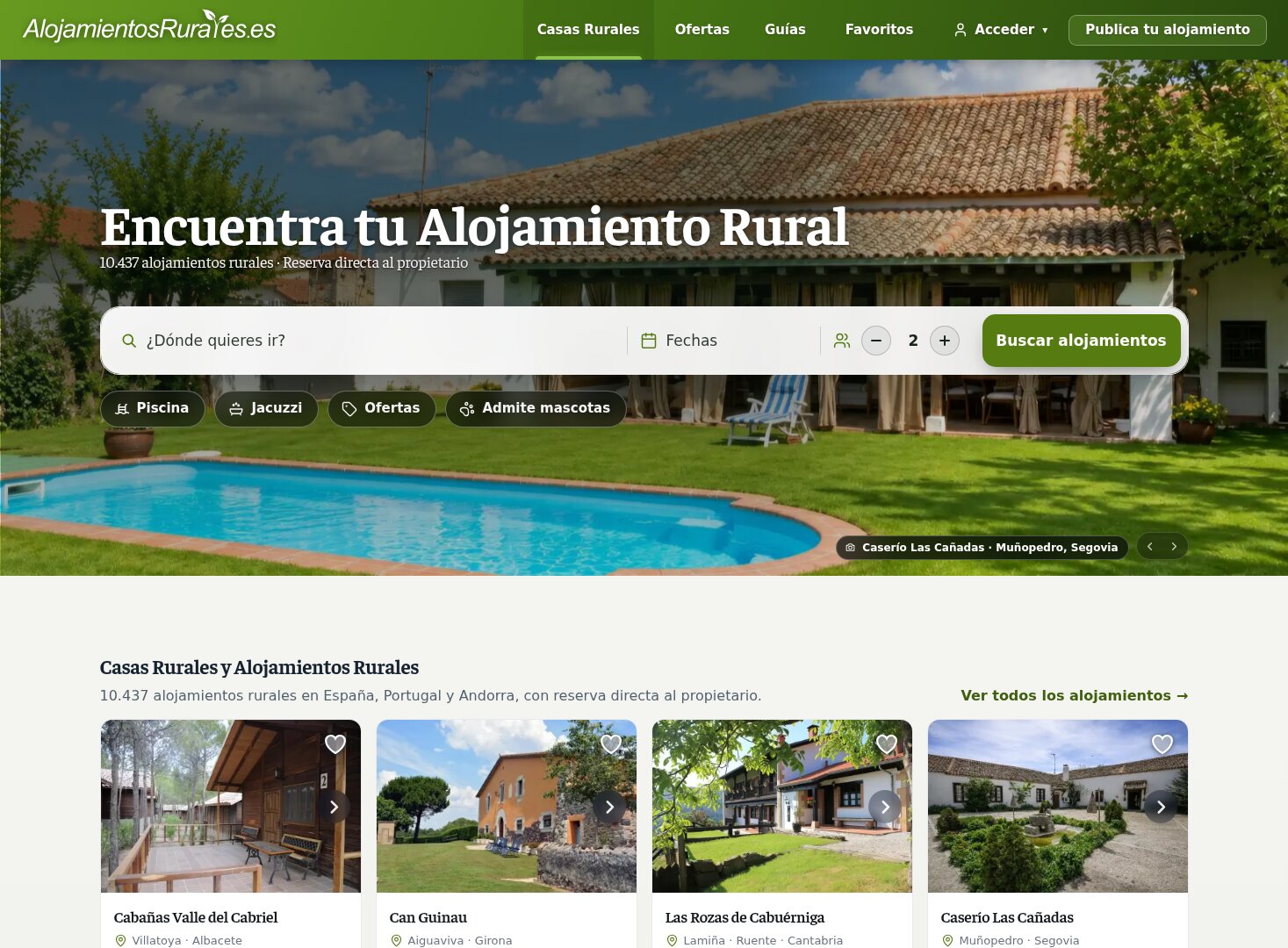 Portal de casas rurales AlojamientosRurales.es