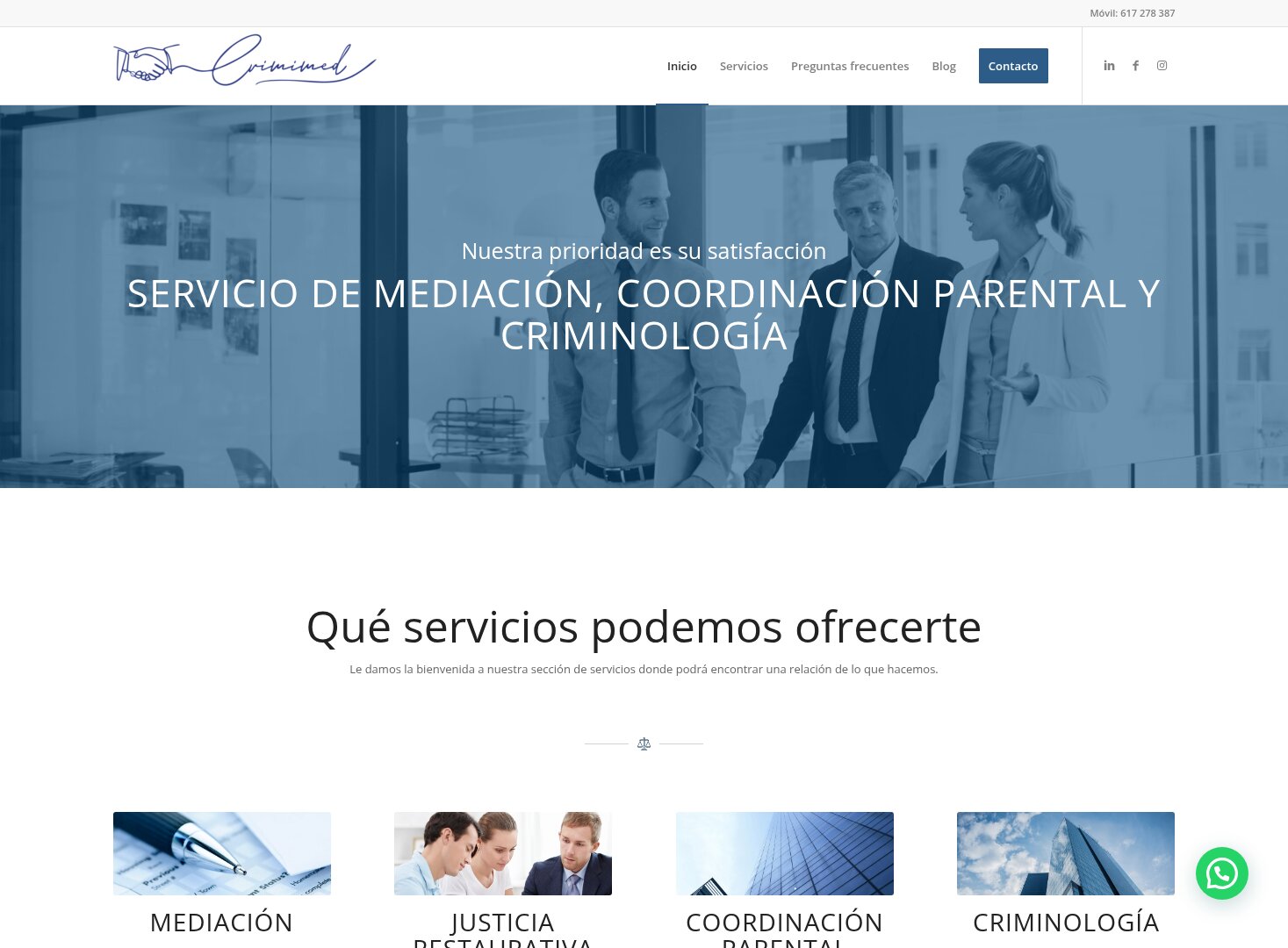 Web de Crimimed, mediación y coordinación parental en Granada