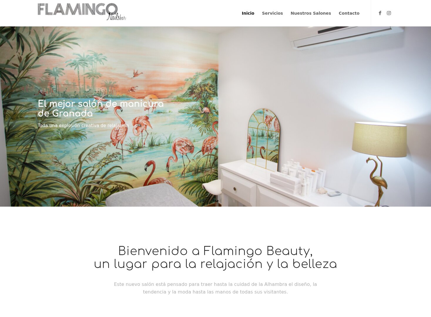 Web de Flamingo Beauty and Nails Bar, salón de manicura en Granada