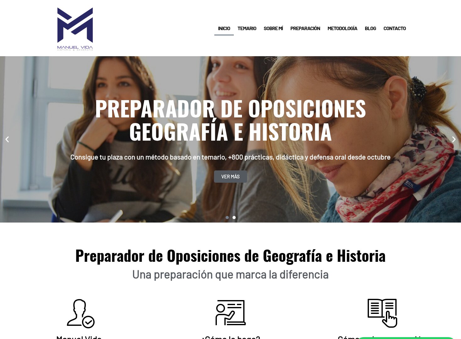Web de Manuel Vida, preparador de oposiciones de Geografía e Historia