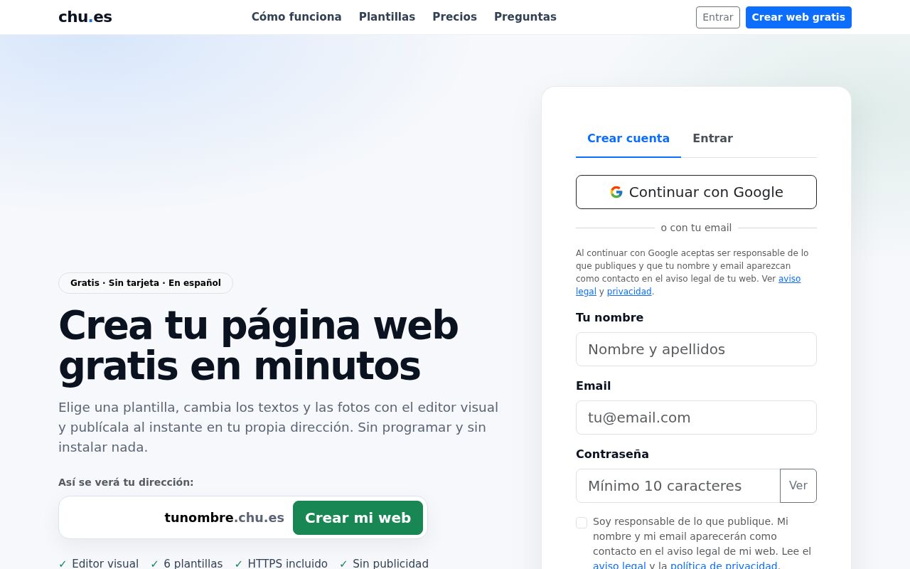 Creador de webs gratis de chu.es