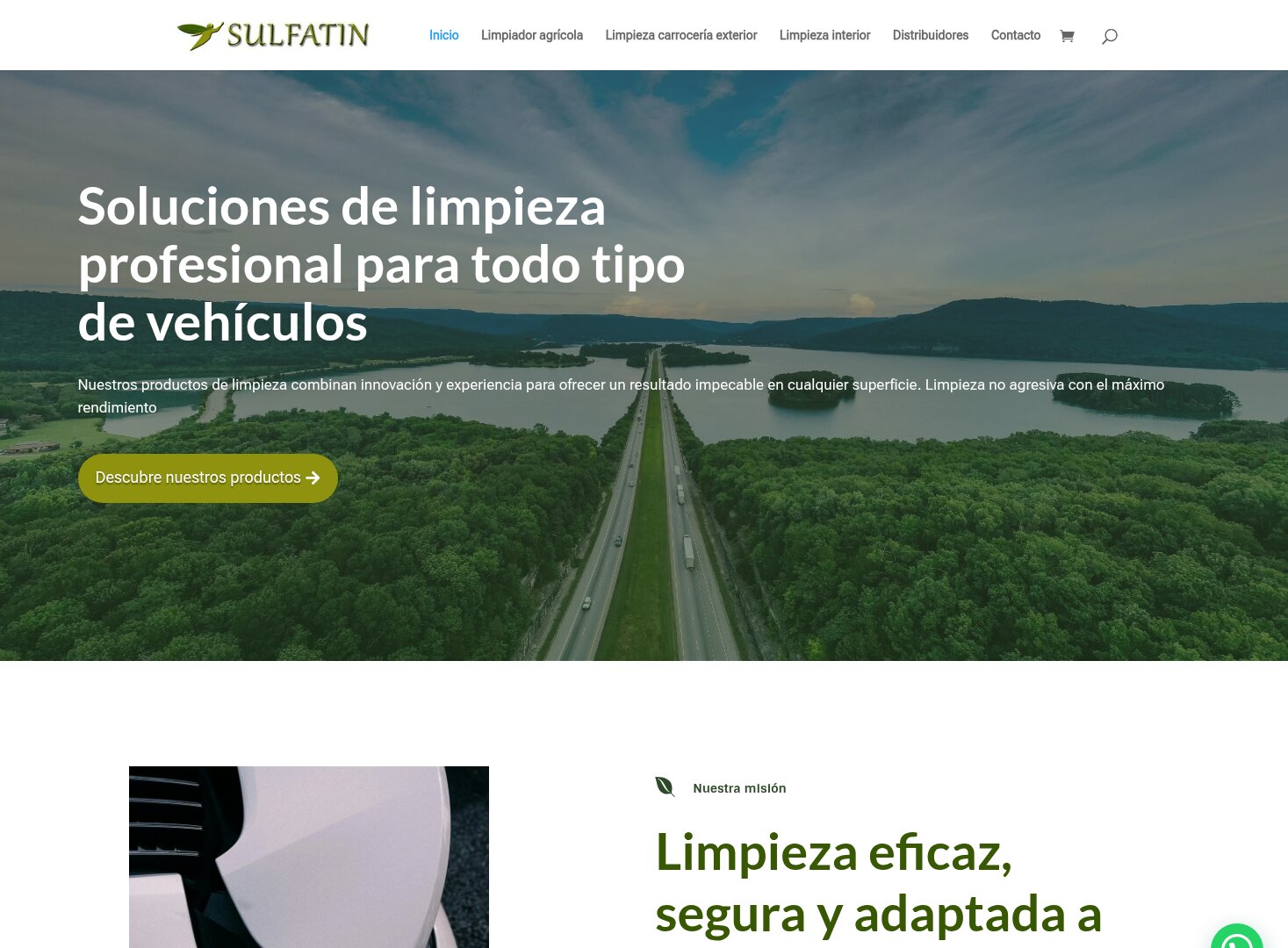 Web de Sulfatin, limpiador agrícola para maquinaria